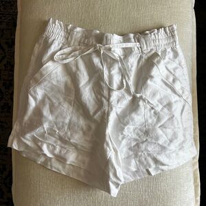 Loft White linen-cotton drawstring shorts